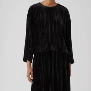 Eileen Fisher Black Velvet Round Neck Top